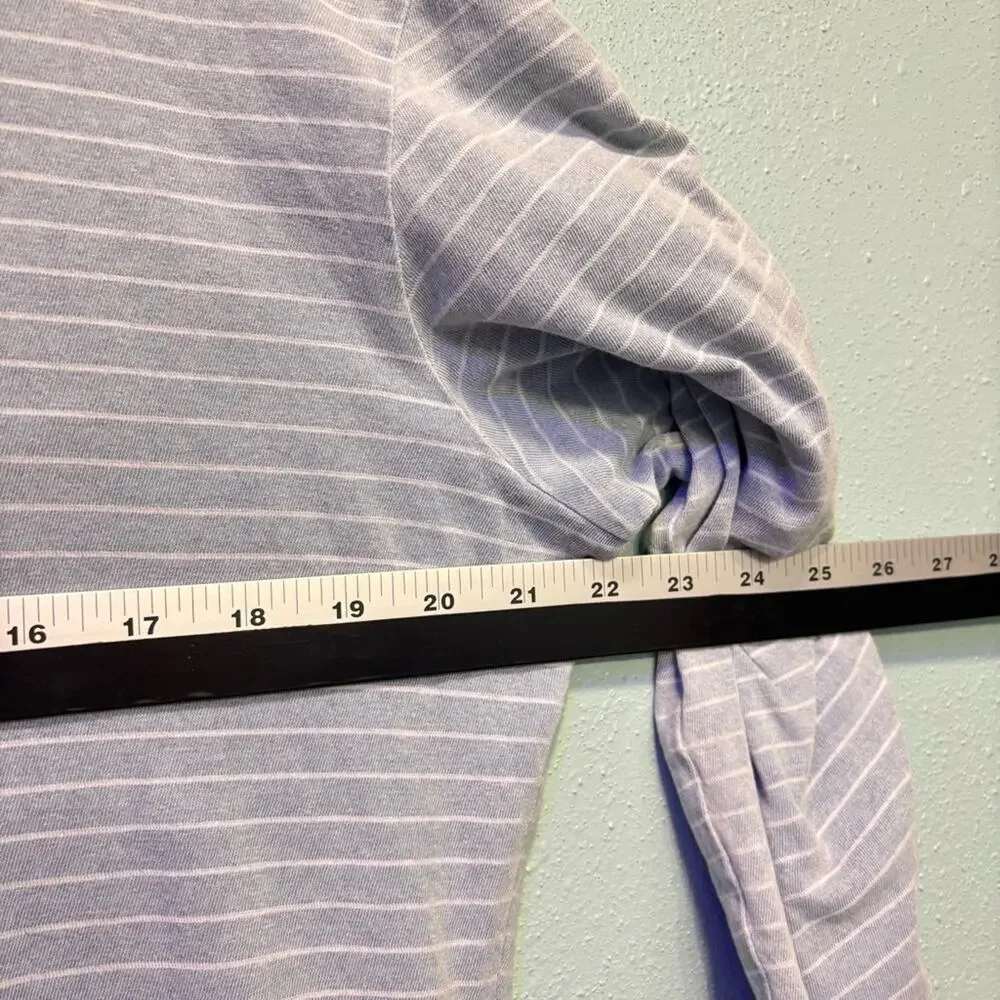 ⭐️ 3/$21 ⭐️Jane and Delancey Blue Stripe Relaxed Long Ruched Sleeve Top Size M - Picture 5 of 6